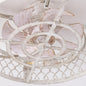 Genoci 19 7 in Indoor Distressed White Farmhouse Low Profile Caged Ceiling Fan with Remote Included for Bedroom or Kitchen