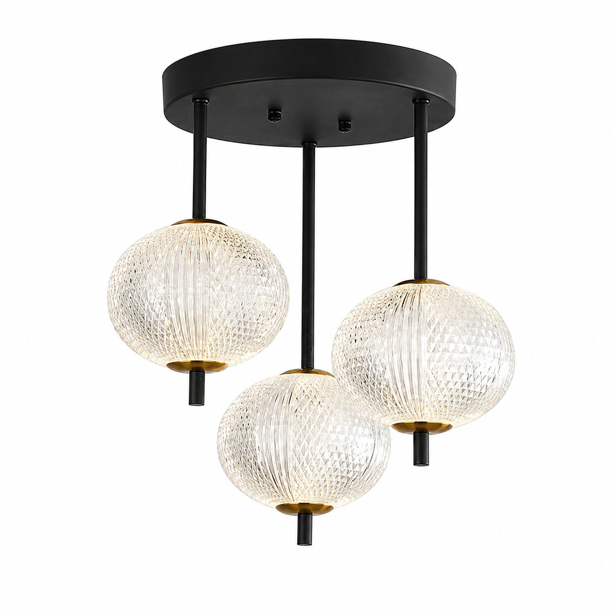 Y INSP 14 17 in 3 Light Vintage Black LED Semi Flush Mount Ceiling Light Fixture Farmhouse Globe Close to Ceiling Light PTR 1067921