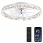 HINNIXY 20 in Smart Indoor White Crystal Ceiling Fan with Integrated LED Light and Remote App Control