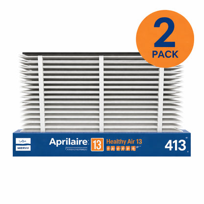 AprilAire 413 16 in x 25 in x 4 in MERV 13 FPR 12 Pleated Filter For Air Cleaner Models 1410 1610 2410 2416 3410 4400(2 Pack)