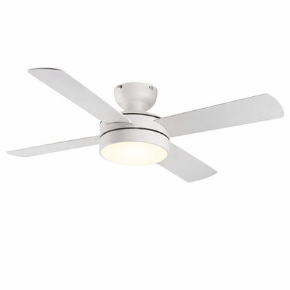 PlusDay 44 in Modern White Indoor Flush Mount Ceiling Fan with Remote Low Profile Hugger LED Ceiling Fan for Bedroom