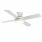 PlusDay 44 in Modern White Indoor Flush Mount Ceiling Fan with Remote Low Profile Hugger LED Ceiling Fan for Bedroom