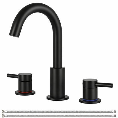 AKLFGN 8 in Widespread Double Handle Bathroom Faucet 3 Hole Sink Faucet in Matte Black