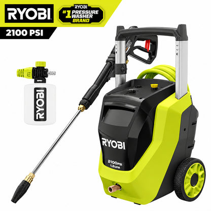 RYOBI 2100 PSI 1 2 GPM Cold Water Corded Electric Pressure Washer with Foamer RY142012