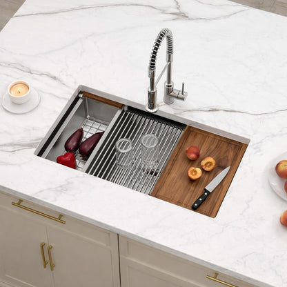 LORDEAR 30 in Undermount Single Bowl 16 Gauge Stainless Steel Workstation Kitchen Sink with Accessories