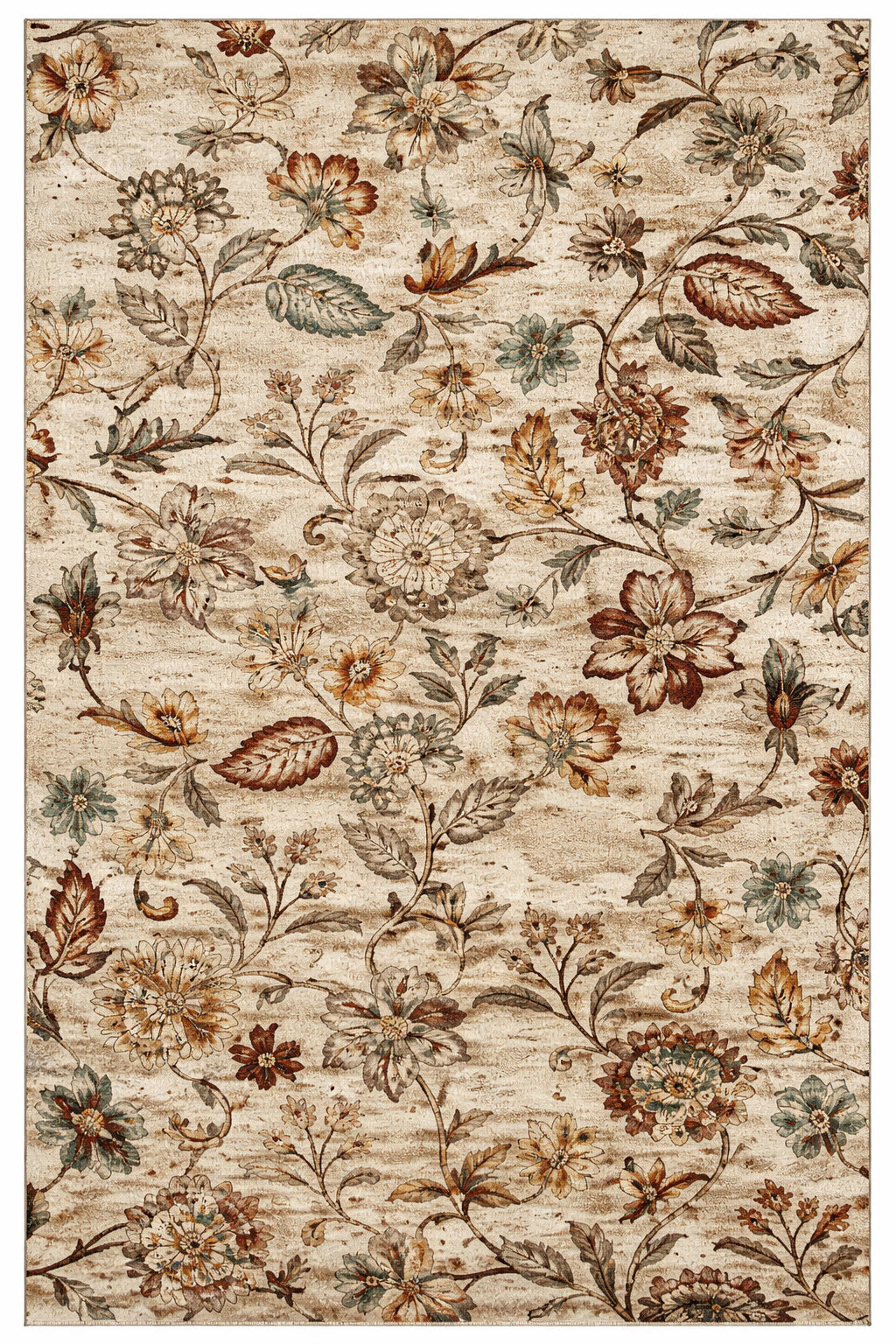 World Rug Gallery Vine Floral Beige 5 x 7 Area Rug