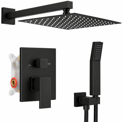 AKLFGN Single Handle 2 Spray Square Shower Faucet Bathroom Shower Combo Set 2 5 GPM with Adjustable Heads in Matte Black C0002H 10