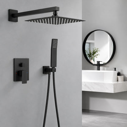 AKLFGN Single Handle 2 Spray Square Shower Faucet Bathroom Shower Combo Set 2 5 GPM with Adjustable Heads in Matte Black C0002H 10