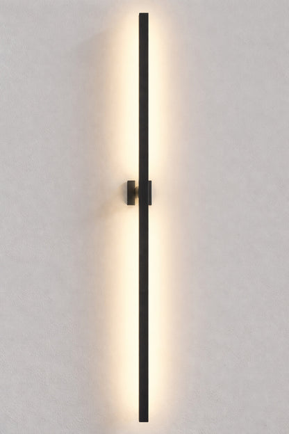 LamQee 63 in Black Modern Linear LED Outdoor Wall Lantern Sconce with Frosted Glass Shade