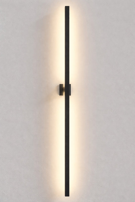 LamQee 63 in Black Modern Linear LED Outdoor Wall Lantern Sconce with Frosted Glass Shade