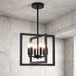 ADSENSTY 6 Light Black Geometric Candle Chandelier Modern Industrial Hanging Light Fixture for Dining Room