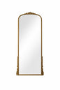 Xramfy Antique Gold 32 In W X 71 In H Carved Arched Pu Frame Full Length Floor Mirror