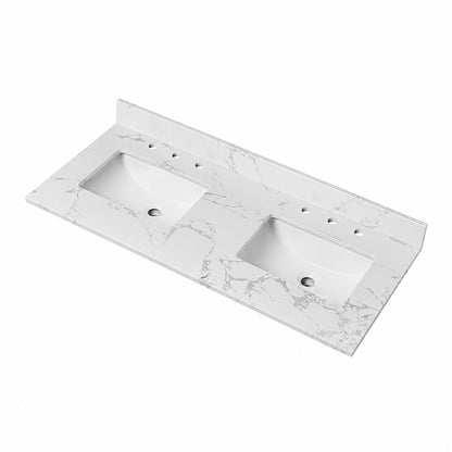 LANDOLT 48 in W x 22 in D Engineered Stone Rectangular Double Sinks Bathroom Vanity Top in White