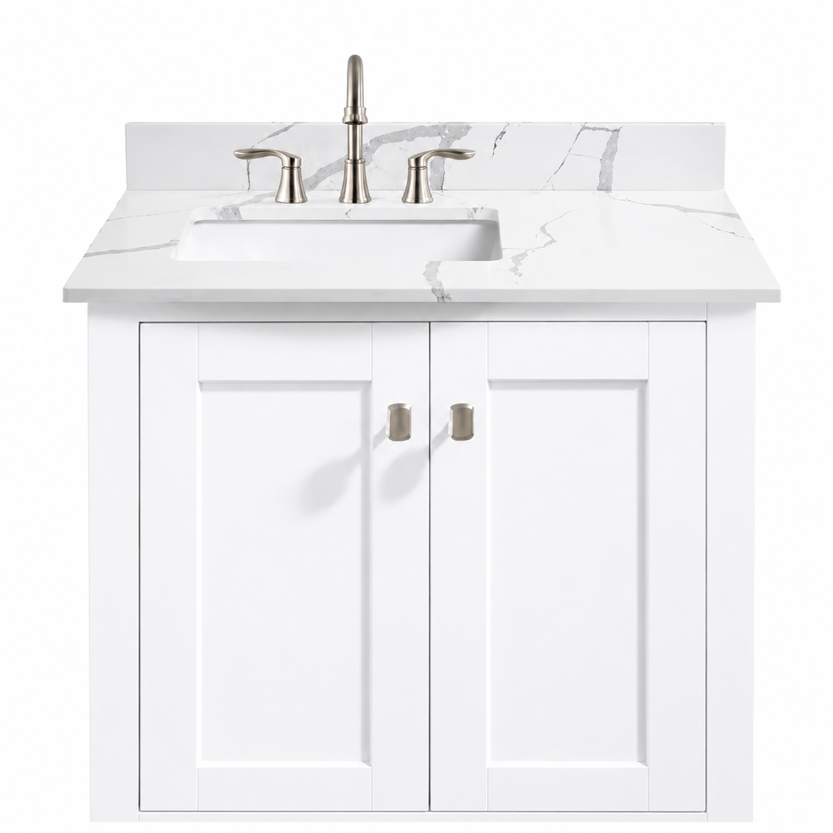 LANDOLT Carrara Luna 36 in W x 22 in D Quartz White Left Side Rectangular Single Sink Bathroom Vanity Top in Calacatta River LAQ31L