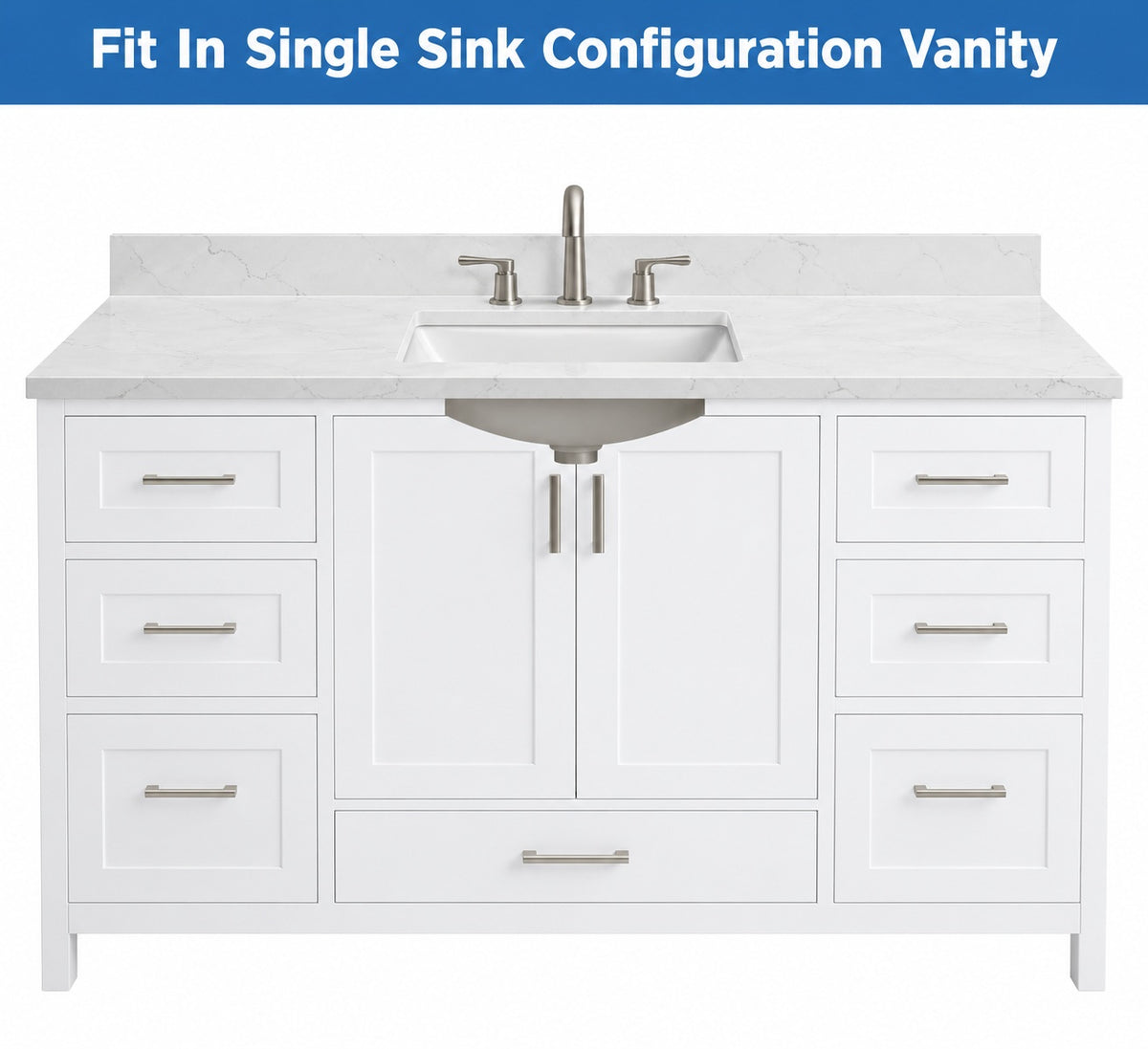 LANDOLT Carrara Luna 60 in W x 22 in D Quartz White Rectangular Single Sink Bathroom Vanity Top in Calacatta River LAQ35S