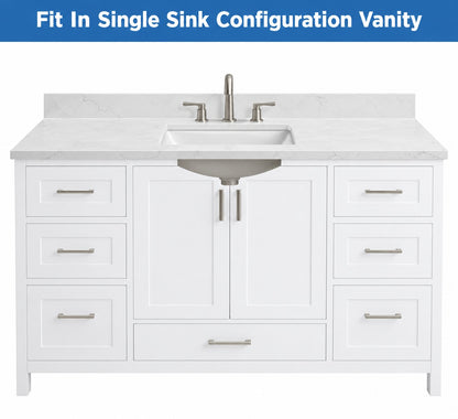 LANDOLT Carrara Luna 60 in W x 22 in D Quartz White Rectangular Single Sink Bathroom Vanity Top in Calacatta River LAQ35S