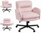 Bestier Velour Thick Cushioned Cross Legged Office Chair in Pink with Adjustable Padded Arms Mid Back Vanity Chair for Bedroom USTHDCZUS H200773A PNKSBT M