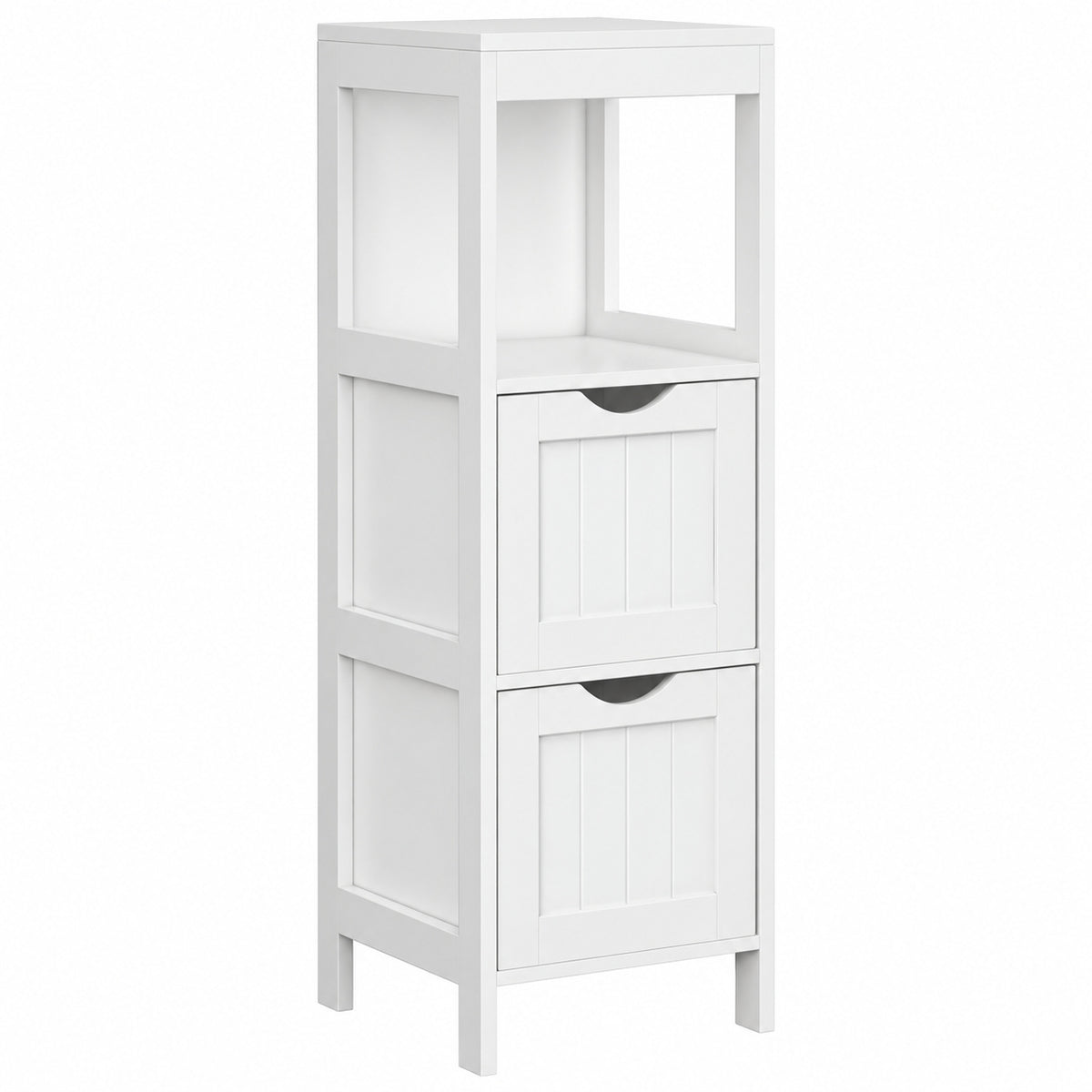 YSQCAR 13 in W x 13 in D x 35 43 in H White MDF Freestanding Linen Cabinet with 2 Drawers and 1 Storage Shelf