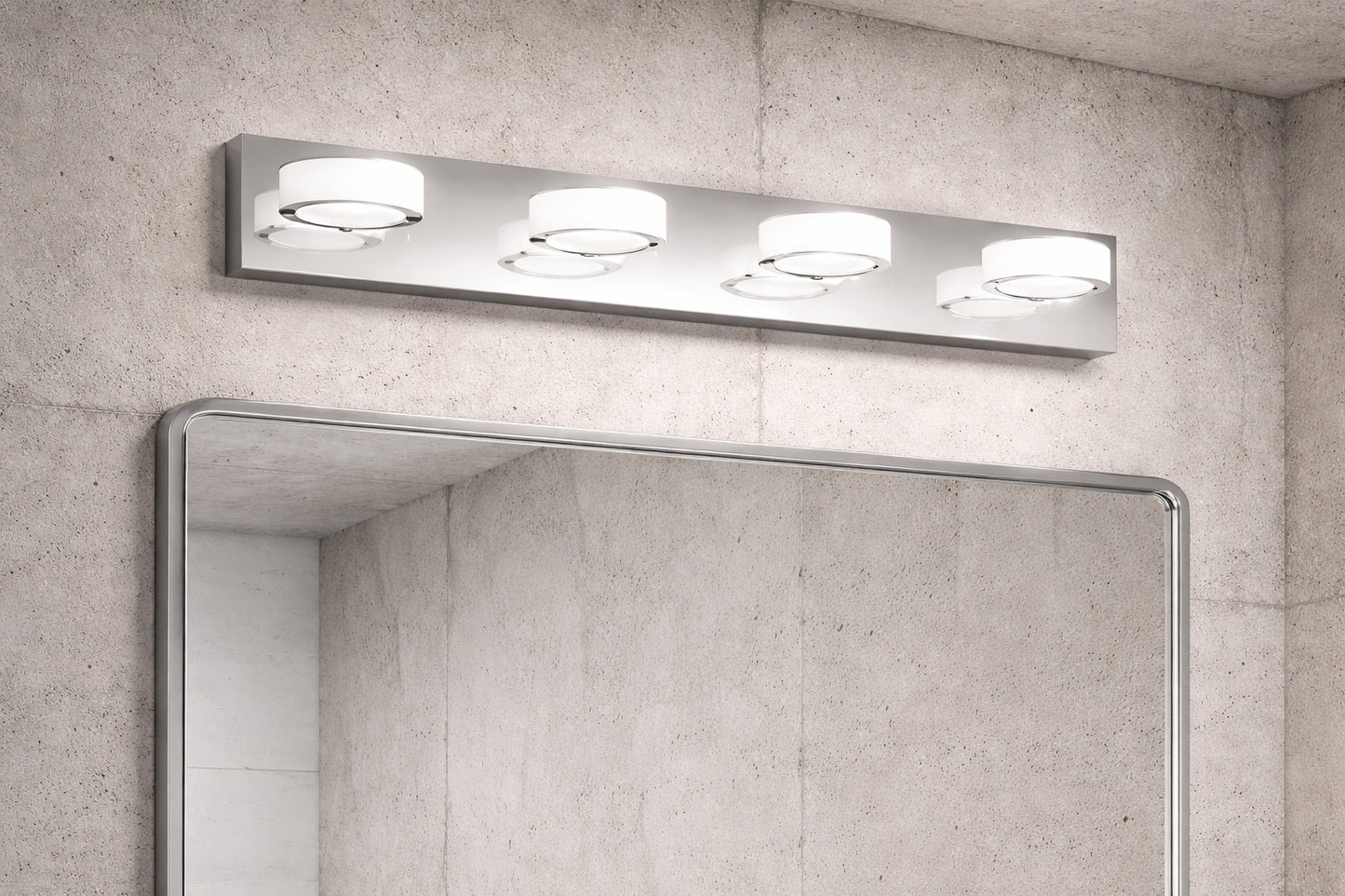 JUSHENG 32 28 in 4 Light Nickel LED Vanity Light with 270 Rotatable Lamphead Dimmable 5500K Light HD