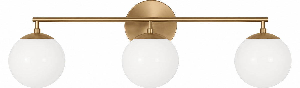 HUOKU Ceder 3 Light 23 in Pure Brass Vanity Light Wall Light with Opal Frosted Glass for Living Room and Bathroom PD1067591