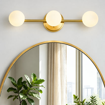 HUOKU Ceder 3 Light 23 in Pure Brass Vanity Light Wall Light with Opal Frosted Glass for Living Room and Bathroom PD1067591