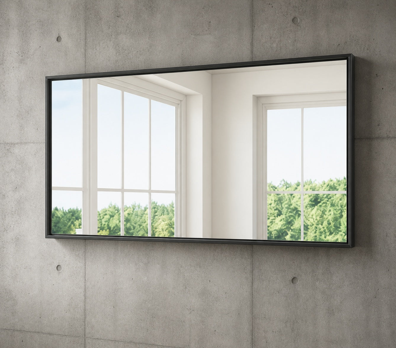 KeonJinn 48 in W x 24 in H Rectangle Aluminum Framed Wall Bathroom Vanity Mirror in Black