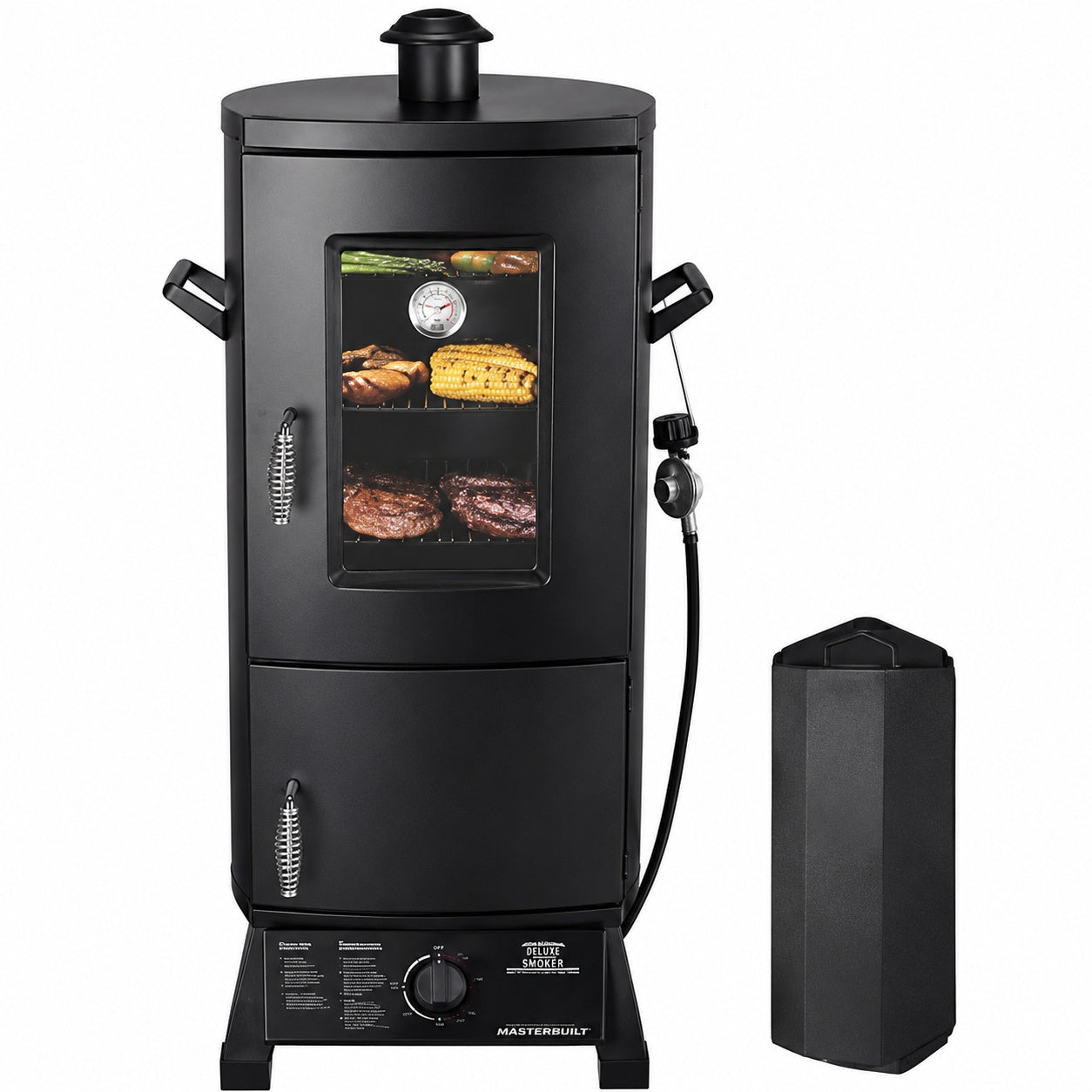 Maison Backyards Outdoor Propane Smoker with Temperature Control BBQ Smoker Duty Three Removable Smoking Racks Black