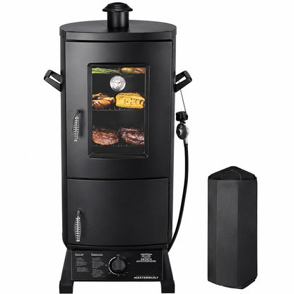 Maison Backyards Outdoor Propane Smoker with Temperature Control BBQ Smoker Duty Three Removable Smoking Racks Black
