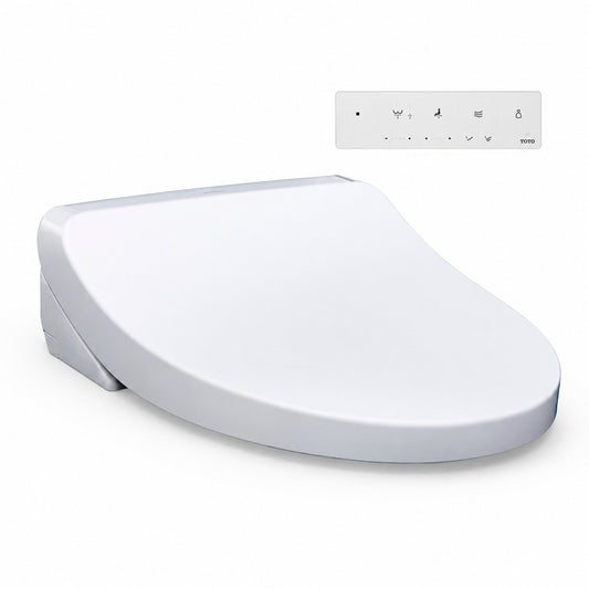 TOTO KS5 Washlet Electric Bidet Seat for Elongated Toilets with Warm Water Wash and Remote Control in Cotton White SW3216 01