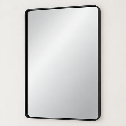 TETOTE 30 in W x 36 in H Modern Rectangular Black Bathroom Mirror Aluminum Framed Wall Bathroom Vanity Mirror