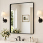 TETOTE 30 in W x 36 in H Modern Rectangular Black Bathroom Mirror Aluminum Framed Wall Bathroom Vanity Mirror HBM15 BK 7691