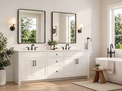 TETOTE 30 in W x 36 in H Modern Rectangular Black Bathroom Mirror Aluminum Framed Wall Bathroom Vanity Mirror HBM15 BK 7691TETOTE 30 in W x 36 in H Modern Rectangular Black Bathroom Mirror Aluminum Framed Wall Bathroom Vanity Mirror HBM15 BK 7691