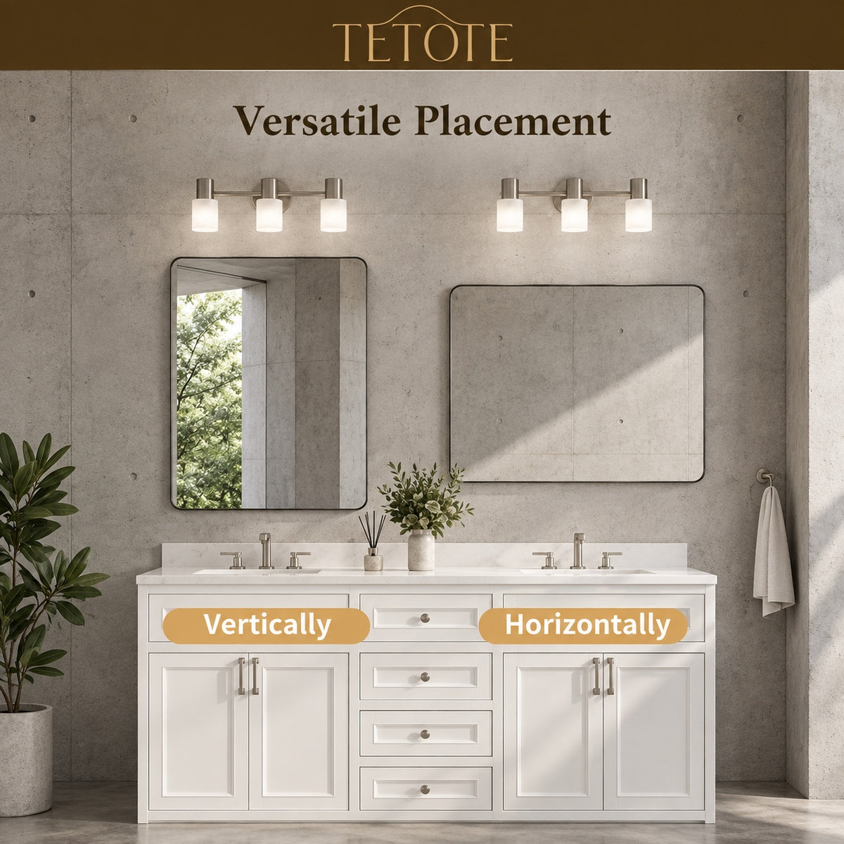 TETOTE 48 in W x 30 in H Modern Rectangular Brushed Nickel Bathroom Mirror Aluminum Framed Wall Bathroom Vanity Mirror