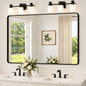 TETOTE 55 in W x 36 in H Modern Rectangular Aluminum Framed Wall Bathroom Vanity Mirror Over Sink in Black Bathroom Mirror HBM15 BK 13991