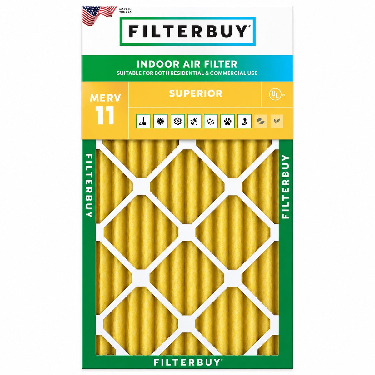 Filterbuy 12 in x 30 in x 2 in MERV 11 FPR 7 Allergen Defense Pleated HVAC AC Furnace Air Filters Replacement 5 Pack