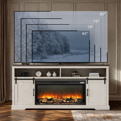 VEVOR Fireplace TV Stand Farmhouse Fireplace TV Stand with 36 in Fireplace White Min 60 Max
