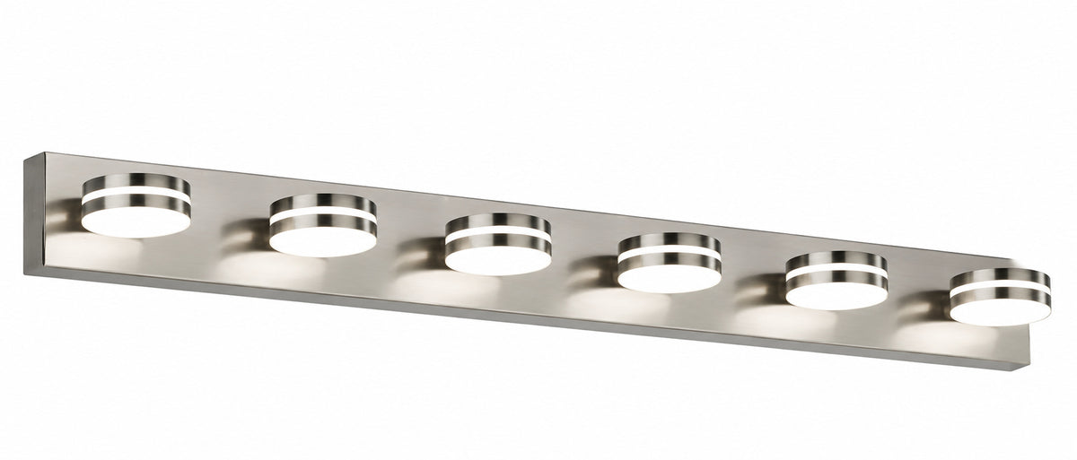 JUSHENG 43 in 6 Light Nickel LED Bathroom Vanity Light with Dimmable 5500K Light HD 9583 6 NK 5500K