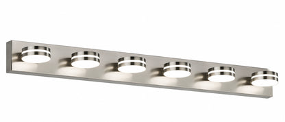 JUSHENG 43 in 6 Light Nickel LED Bathroom Vanity Light with Dimmable 5500K Light HD 9583 6 NK 5500K