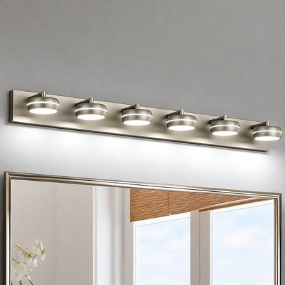 JUSHENG 43 in 6 Light Nickel LED Bathroom Vanity Light with Dimmable 5500K Light HD 9583 6 NK 5500K