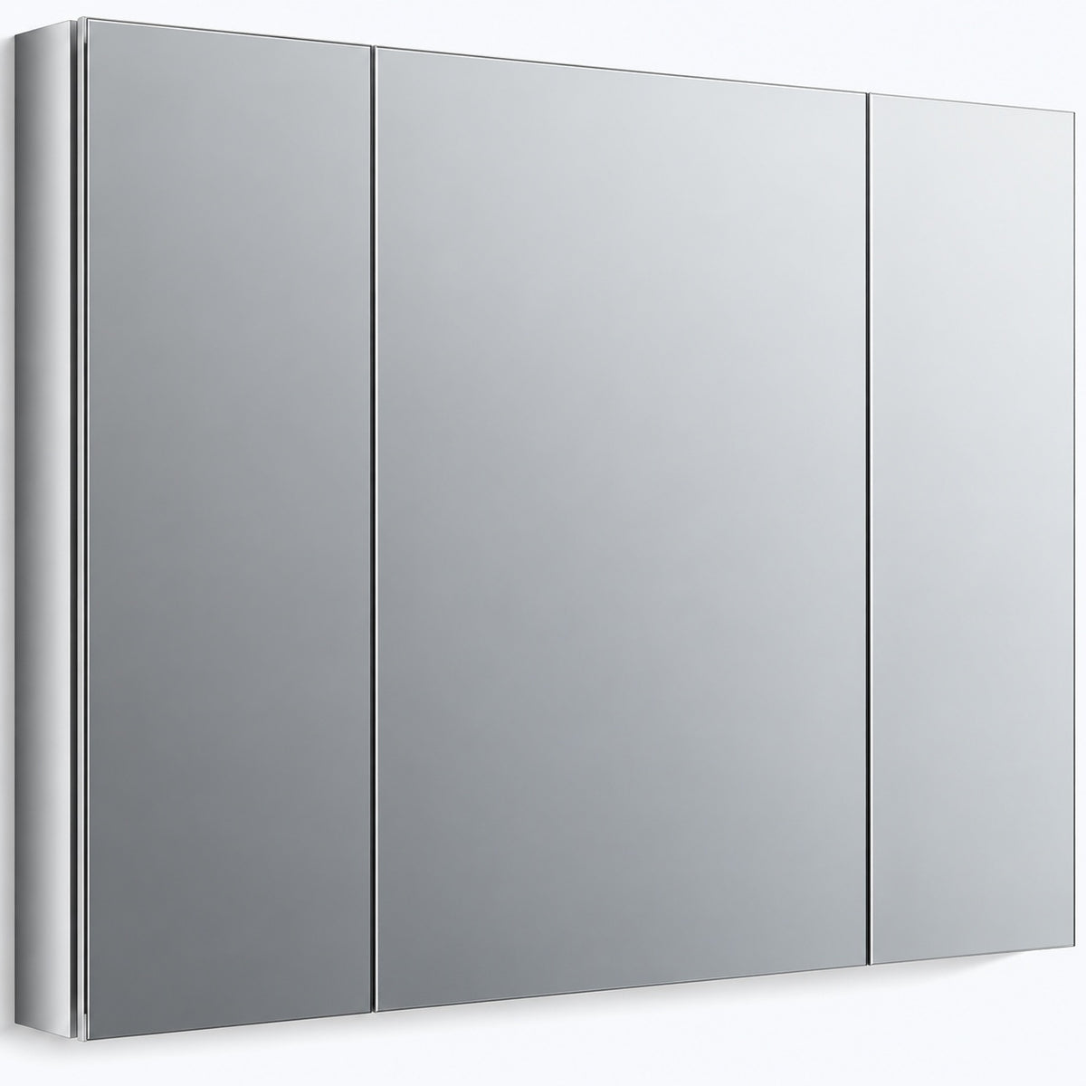 WELLFOR ROSA 64 in W x 36 in H Surface Recessed Mount Rectangular Tri View Aluminum Medicine Cabinet with Mirror Combo Set
