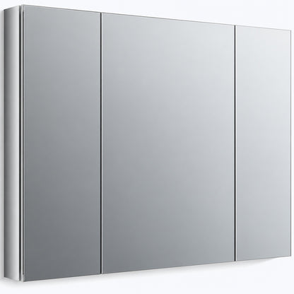 WELLFOR ROSA 64 in W x 36 in H Surface Recessed Mount Rectangular Tri View Aluminum Medicine Cabinet with Mirror Combo Set