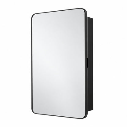 24 in W x 32 in H Rectangular Black Stainless Steels Framed Recessed Surface Mount Medicine Cabinet with Mirror HT MC6 BK6181