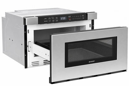 Sharp 24 in 1 2 cu ft 950 Watt Built In Microwave Drawer in Stainless Steel with Angled Silver Touch Controls SMD2430MS