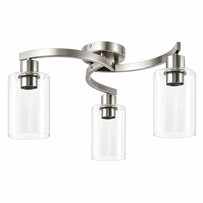 YANSUN 12 in 3 Light Semi Flush Mount Ceiling Light Brushed Nickel Fixture with Clear Glass for Bedroom Hallway Decor HA BX08001CDNI2 1AP2