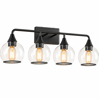TinHon 31 in Modern 4 Light Black Bathroom Vanity Light Fixture Wall Sconce with Clear Glass Shades for Mirror Bedroom Hallway