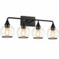 TinHon 31 in Modern 4 Light Black Bathroom Vanity Light Fixture Wall Sconce with Clear Glass Shades for Mirror Bedroom Hallway