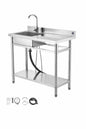 Skyshalo 16 9 In Commercial Sink Stainless Steel Utility Single Bowl 1 Compartment Right Basin 39 4 X 19 7 X 37 In For Garage