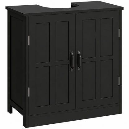 Kleankin Pedestal Sink Storage Cabinet Under Sink Cabinet with 2 Doors and Adjustable Shelf Bathroom Vanity 834 574V80BK
