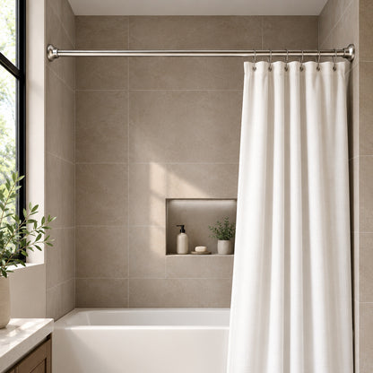 Wudkey 72 in Stainless Steel Shower Curtain Rod in Brushed Nickel Never Rust Non Slip 2 in 1 Design Tension Curtain Rod XZ3V08 6