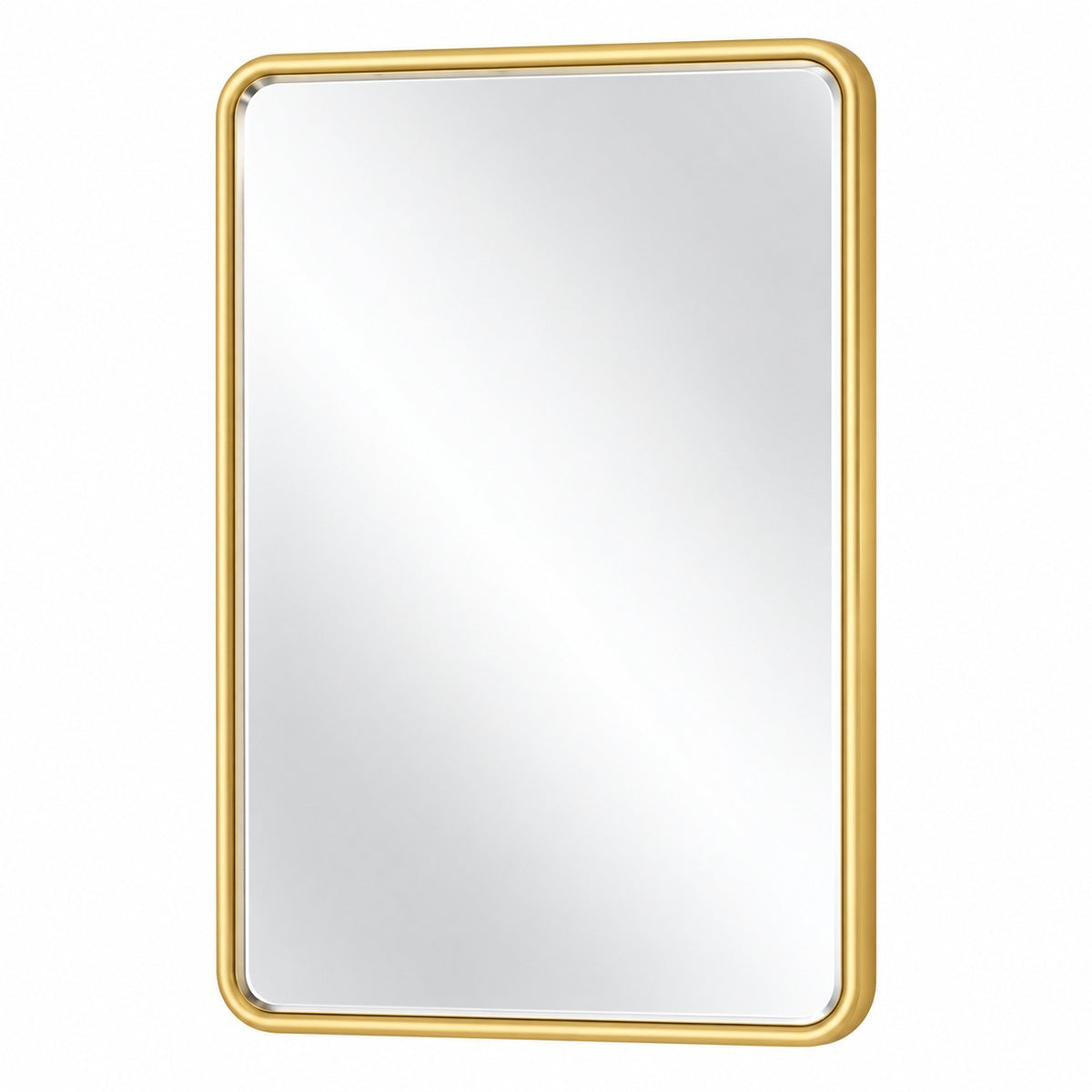 KeonJinn 24 in W x 32 in H Beveled Edge Rectangular Bathroom Mirrors Framed Wall Mount Bathroom Vanity Mirror in Brushed Gold HD KJYX6181SG